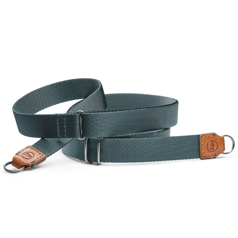 Leica 18568 Courroie de transport tissu/cuir cognac - petrol